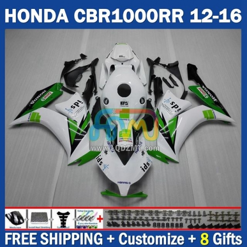 Gloss White Green Injection Molding Full Body Kit 100%Fit For HONDA CBR 1000RR 1000CC 12-16 CBR1000 1000 RR CC 12 13 14 15 16 233No.8 CBR1000RR 2012 2013 2014 2015 2016 Years Frame Bodywork Free Customization OEM Motorcycle Fairing Kit With Free Shipping