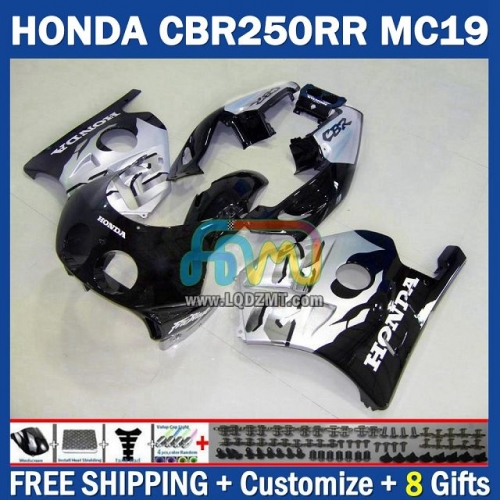 Light Black Silvery ﻿Injection Molding Full Body Kit 100% Fit For HONDA MC19 CBR250RR CBR250 CBR 250 RR CC CBR250CC 88-89 236No.44 MC 19 CBR 250CC 88 89 250RR 1988 1989 Years Frame Bodywork Free Customization OEM Motorcycle Fairing Kit With Free Shipping