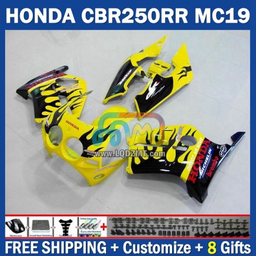 Lucky Yellow Black ﻿Injection Molding Full Body Kit 100% Fit For HONDA MC19 CBR250RR CBR250 CBR 250 RR CC CBR250CC 88-89 236No.41 MC 19 CBR 250CC 88 89 250RR 1988 1989 Years Frame Bodywork Free Customization OEM Motorcycle Fairing Kit With Free Shipping