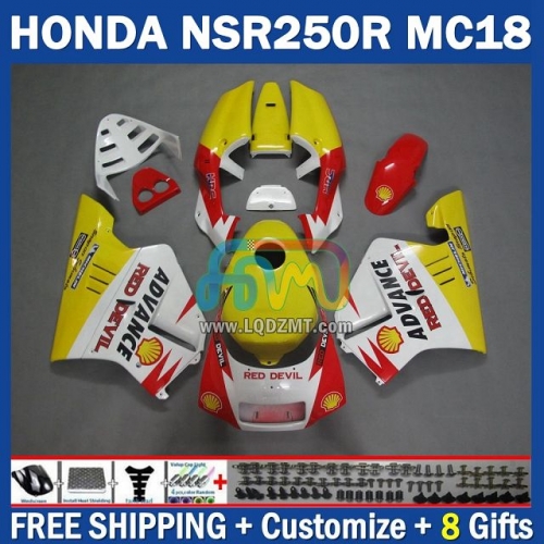 White Red Yellow ABS Full Body Kit For HONDA NSR 250R NSR250R 1988-1989 NS250 NSR 250 R 250CC MC16 MC18 88-89 238No.70 PGM2 NSR250RR 88 89 NSR250 RR 1988 1989 Years Frame Bodywork Free Customization OEM Motorcycle Fairing Kit With Free Shipping