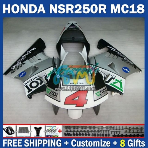 White Black Grey ABS Full Body Kit For HONDA NSR 250R NSR250R 1988-1989 NS250 NSR 250 R 250CC MC16 MC18 88-89 238No.85 PGM2 NSR250RR 88 89 NSR250 RR 1988 1989 Years Frame Bodywork Free Customization OEM Motorcycle Fairing Kit With Free Shipping