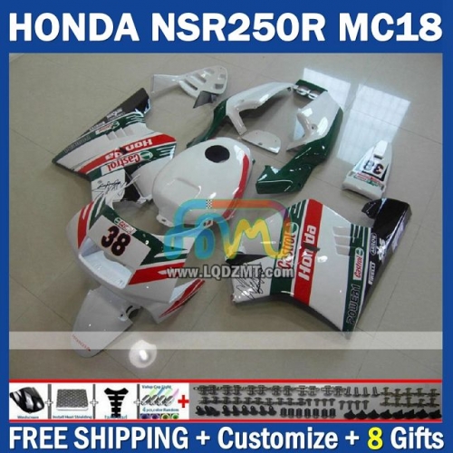 White Green Black ABS Full Body Kit For HONDA NSR 250R NSR250R 1988-1989 NS250 NSR 250 R 250CC MC16 MC18 88-89 238No.71 PGM2 NSR250RR 88 89 NSR250 RR 1988 1989 Years Frame Bodywork Free Customization OEM Motorcycle Fairing Kit With Free Shipping