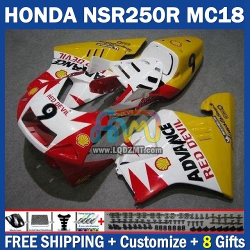Red White Yellow ABS Full Body Kit For HONDA NSR 250R NSR250R 1988-1989 NS250 NSR 250 R 250CC MC16 MC18 88-89 238No.80 PGM2 NSR250RR 88 89 NSR250 RR 1988 1989 Years Frame Bodywork Free Customization OEM Motorcycle Fairing Kit With Free Shipping