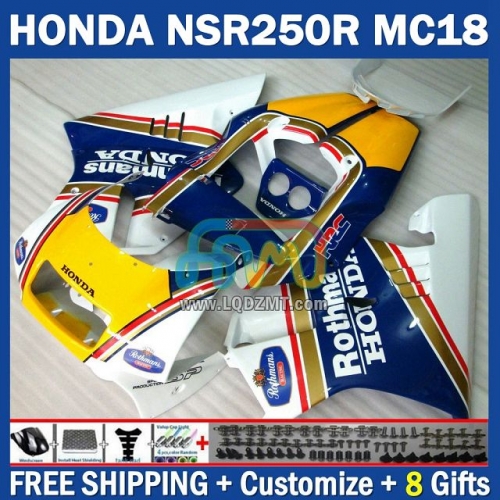 Yellow Blue White ABS Full Body Kit For HONDA NSR 250R NSR250R 1988-1989 NS250 NSR 250 R 250CC MC16 MC18 88-89 238No.68 PGM2 NSR250RR 88 89 NSR250 RR 1988 1989 Years Frame Bodywork Free Customization OEM Motorcycle Fairing Kit With Free Shipping