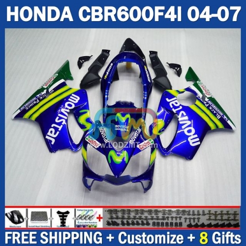Stock Movistar Blue Injection Molding Full Body Kit 100% Fit For HONDA CBR 600 F4i FS 600F4i CBR600F4i 04 05 06 07 247No.0 CBR600FS CBR600 F4i 2004 2005 2006 2007 Years Frame Bodywork Free Customization OEM Motorcycle Fairing Kit With Free Shipping