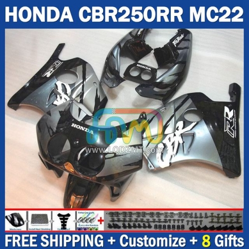 Stock Silver Grey Injection Molding Full Body Kit 100% Fit For HONDA CBR250RR MC22 90 91 92 93 94 95 96 97 98 99 243No.102 CBR250 CBR 250CC 250 RR 250RR 1990 1991 1992 1993 1995 1996 1997 1998 1999 Frame Bodywork Motorcycle Fairing Kit Free Shipping