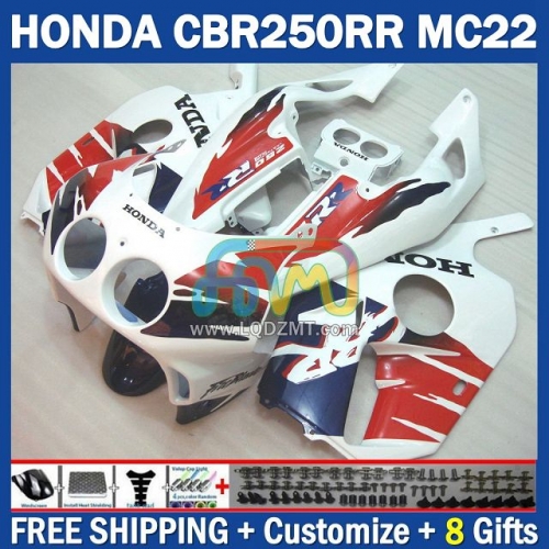 Stock White Red Injection Molding Full Body Kit 100% Fit For HONDA CBR250RR MC22 90 91 92 93 94 95 96 97 98 99 243No.103 CBR250 CBR 250CC 250 RR 250RR 1990 1991 1992 1993 1995 1996 1997 1998 1999 Frame Bodywork Motorcycle Fairing Kit Free Shipping