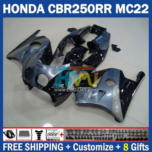 Lucky Grey Black Injection Molding Full Body Kit 100% Fit For HONDA CBR250RR MC22 90 91 92 93 94 95 96 97 98 99 243No.92 CBR250 CBR 250CC 250 RR 250RR 1990 1991 1992 1993 1995 1996 1997 1998 1999 Frame Bodywork Motorcycle Fairing Kit Free Shipping