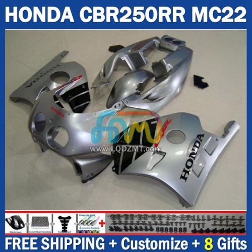 Stock Silver Black Injection Molding Full Body Kit 100% Fit For HONDA CBR250RR MC22 90 91 92 93 94 95 96 97 98 99 243No.96 CBR250 CBR 250CC 250 RR 250RR 1990 1991 1992 1993 1995 1996 1997 1998 1999 Frame Bodywork Motorcycle Fairing Kit Free Shipping