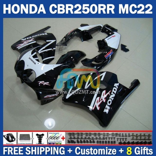 ALL Black White Injection Molding Full Body Kit 100% Fit For HONDA CBR250RR MC22 90 91 92 93 94 95 96 97 98 99 243No.93 CBR250 CBR 250CC 250 RR 250RR 1990 1991 1992 1993 1995 1996 1997 1998 1999 Frame Bodywork Motorcycle Fairing Kit Free Shipping