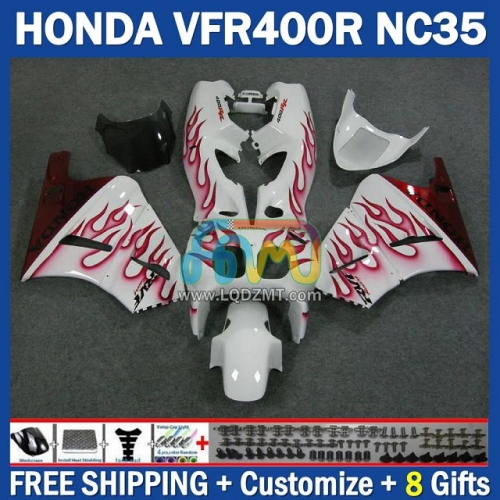 Factory Red Flames ABS Cowling Full Body Kit For HONDA VFR400R VFR400 VFR RVF 400 R 400R 94 95 96 97 98 246No.1 NC35 RVF 400R 94-98 RVF400R 1994 1995 1996 1997 1998 Years Frame Bodywork Free Customization OEM Motorcycle Fairing Kit With Free Shipping