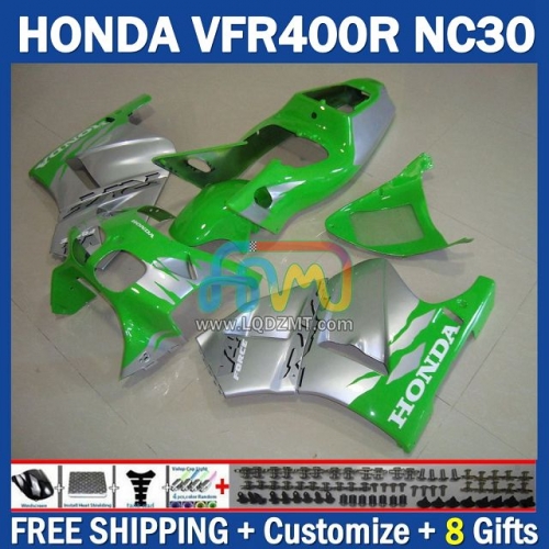 Factory Green Silver ABS Full Body Kit For HONDA VFR400R RVF VFR 400 VFR400 R 400R 89 90 91 92 93 Cowling 245No.56 NC30 89-93 RVF400R RVF 400R 1989 1990 1991 1992 1993 Years Frame Bodywork Free Customization OEM Motorcycle Fairing Kit With Free Shipping