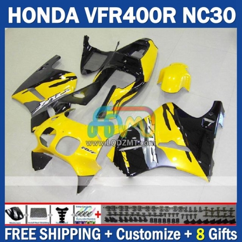 Stock Black Yellow ABS Full Body Kit For HONDA VFR400R RVF VFR 400 VFR400 R 400R 89 90 91 92 93 Cowling 245No.73 NC30 89-93 RVF400R RVF 400R 1989 1990 1991 1992 1993 Years Frame Bodywork Free Customization OEM Motorcycle Fairing Kit With Free Shipping