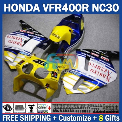Stock Yellow White ABS Full Body Kit For HONDA VFR400R RVF VFR 400 VFR400 R 400R 89 90 91 92 93 Cowling 245No.68 NC30 89-93 RVF400R RVF 400R 1989 1990 1991 1992 1993 Years Frame Bodywork Free Customization OEM Motorcycle Fairing Kit With Free Shipping