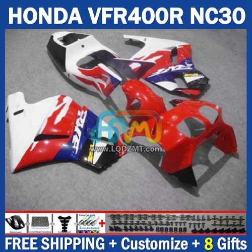 Factory Red White ABS Full Body Kit For HONDA VFR400R RVF VFR 400 VFR400 R 400R 89 90 91 92 93 Cowling 245No.58 NC30 89-93 RVF400R RVF 400R 1989 1990 1991 1992 1993 Years Frame Bodywork Free Customization OEM Motorcycle Fairing Kit With Free Shipping