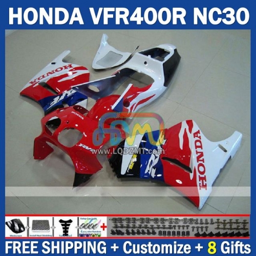 Stock Red White ABS Full Body Kit For HONDA VFR400R RVF VFR 400 VFR400 R 400R 89 90 91 92 93 Cowling 245No.70 NC30 89-93 RVF400R RVF 400R 1989 1990 1991 1992 1993 Years Frame Bodywork Free Customization OEM Motorcycle Fairing Kit With Free Shipping