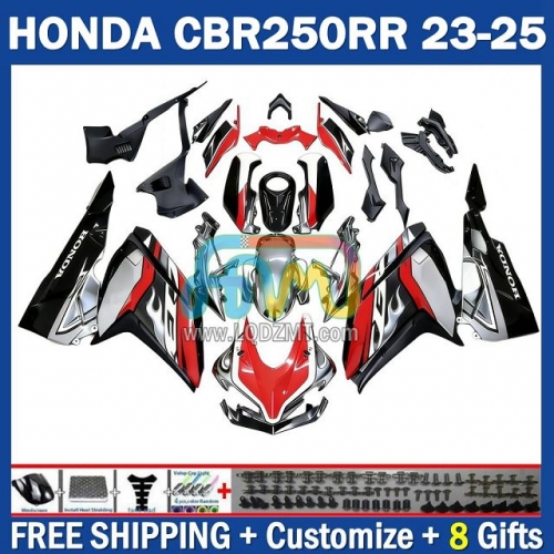 Gloss Gray flames Injection Molded Motorcycle Fairing Kit 273No.142 – 100% Fitment for HONDA MC51 CBR 250RR 250 CBR250 RR CC CBR250RR 23 24 25 26 250CC 2023 2024 2025 2026 Years OEM Complete Body & Bodywork Set with Free Customization & Free Shipping