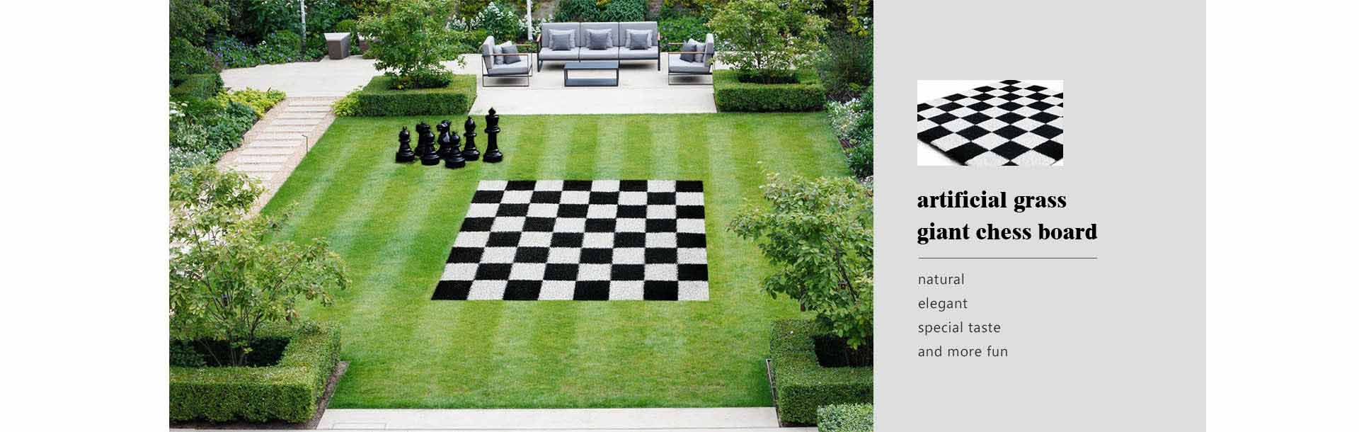 human-size grass chess board
