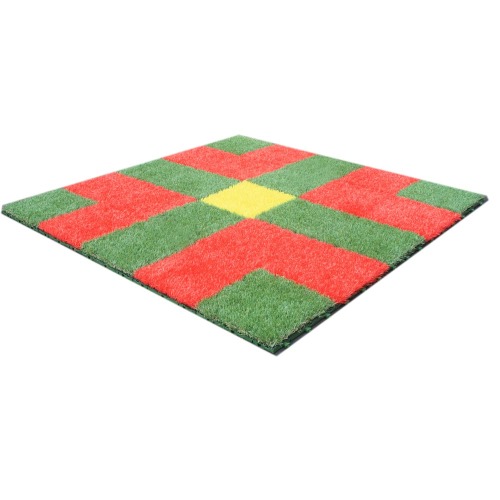 red-yellow coloured artificial grass