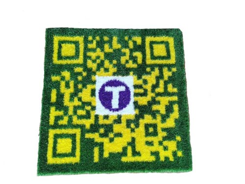 QR code made by artificial grass