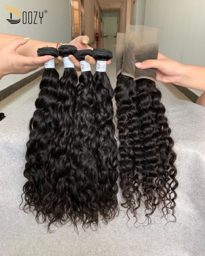 Doozy Hair Peruvian Water Wave 4 Bundles With Frontal Virgin Human Hair