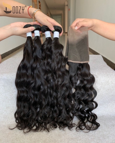 Doozy Hair Peruvian Natural Wave 4 Bundles With Frontal Virgin Human Hair