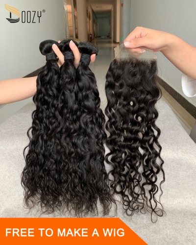 Doozy Hair Brazilian Hair Water Wave 3+1 Closure Custormized Lace Closure Wig  Virgin Human Hair