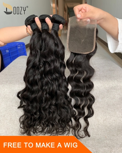 Doozy Hair Brazilian Hair Natural Wave 3+1 Closure Custormized Lace Closure Wig  Virgin Human Hair