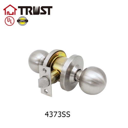 TRUST 4373-SS ANSI Grade 2 Commercial Heavy Duty Cylindrical Knob lock Interior Door Lock Set Passage Door Knob Handles