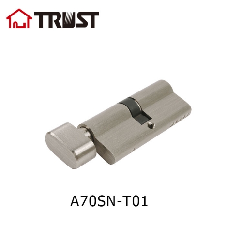 TRUST A70SN Key To Turn 70mm Single Cylinder Full Brass Euro Profile Cylinder