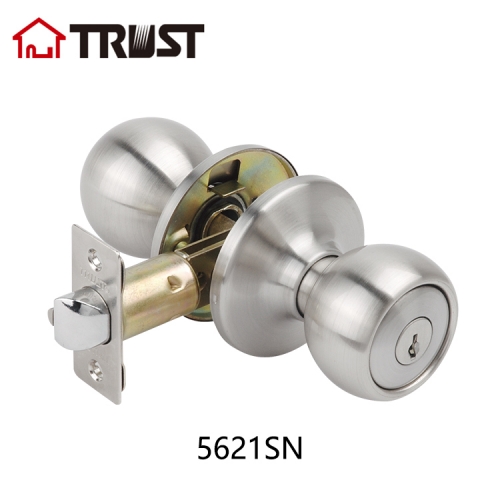 TRUST 5621SN ANSI Grade 3 Tubular Knob Door Lock Radius Drive Spindle Round Ball Lock
