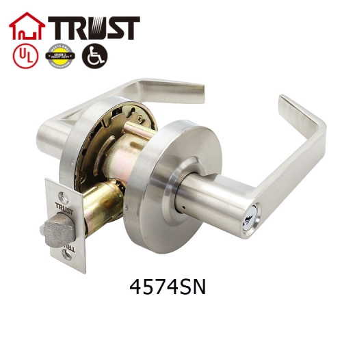 TRUST 4574-SN Grade 2 Cylindrical Lock Storeroom Function Saturn Lever Design Satin Chrome Finish