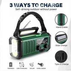 Solar Crank dynamo handle Portable Weather Radio with AM/FM/NOAA 10000mAh power bank reading lamp LED Flashlight SOS Alarm