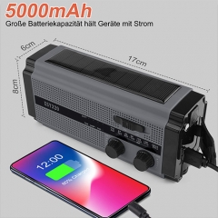 2021 Newest Model 5000mah Portable Emergency Portable Am Fm Radio with Reading lamp, Hand Crank & Big Solar Panel