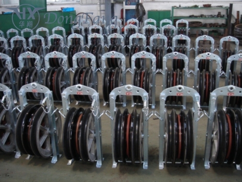 Conductor Pulleys with aluminum alloy sheaves for stringing overhead transmission line