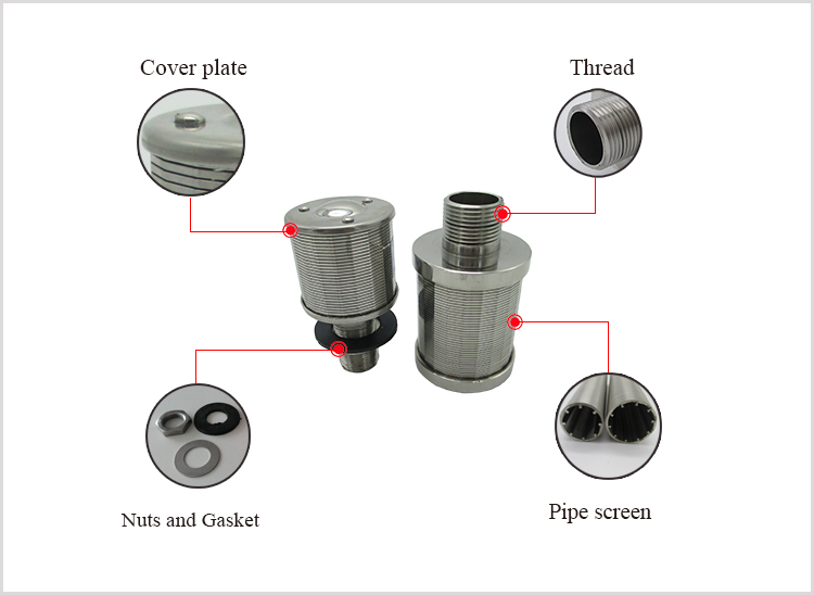 Stainless Steel Wedge Wire Water Filter Nozzle For Liquid/Solid or Gas/Solid Separation
