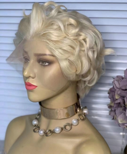 Soshiny #613 Blonde Lace Frontal Wig Pre Plucked Wave Virgin Hair Bob Wigs