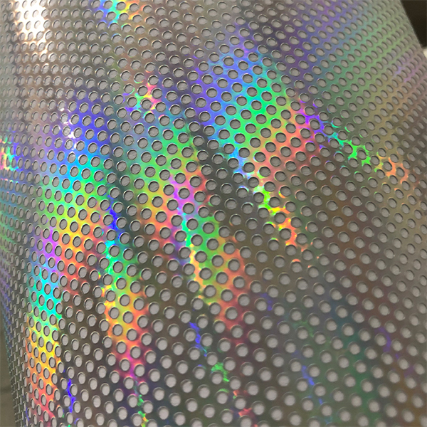 Holographic perforated window film