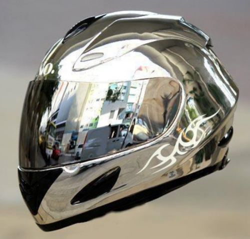 Chrome vinyl wrap motorcycle