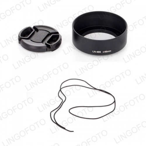 Universal Metal Screw Standard Lens Hood 46mm for OLYMPUS X-H1/X-A5/PEN F M.ZUIKO DIGITAL 25MM 1:1.8/ 17MM 1:1.8 with 43mm Lens Cap LC4187