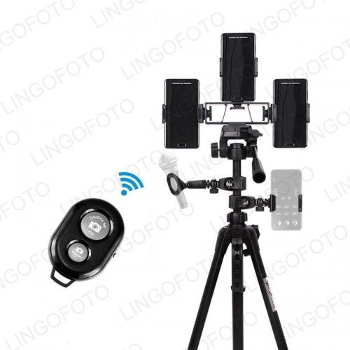 Live Streaming Video Record 140cm Bluetooth Tripod With Sound Card And Three Phone Holder UC9825