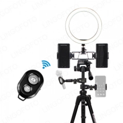 Multifunction Adjustable LED Ring Light Dimmable Bluetooth Remote Control with Tripod Stand & Phone Holder Microphone Clip Sound Card UC9828