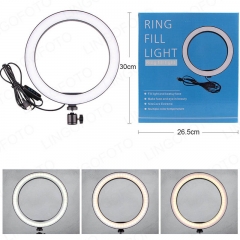 Ring Fill Light 260MM with 140CM Tripod two Mobile Phone Holders and Microphone Clip UC9792 UC9793