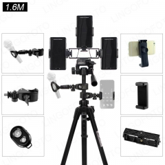 Live Streaming Video Record 140/160/170cm Bluetooth Tripod With Sound Card And Three Phone Holder UC9825-UC9827
