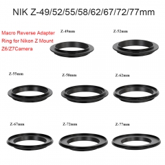 LingoFoto Macro Reverse Lens Adapter Ring 49/ 52/ 55/ 58/ 62/ 67/ 72/ 77mm com compatible for NIKON Z Mount Camera Z6/Z7