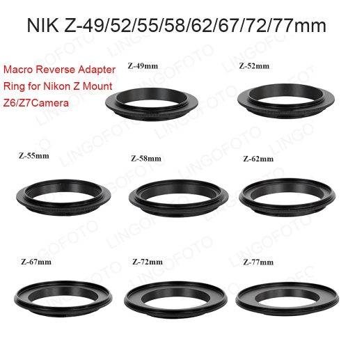 LingoFoto Lens Adapter Macro Reverse Ring 49 52 55 58 62 67 72 77mm for Nikon Z6/Z7
