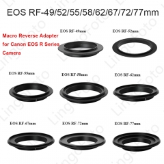 LingoFoto 49/ 52/ 55/58/ 62/ 67/ 72/77mm Macro Reverse Lens Adapter Ring for Canon for EOS R RF Mount