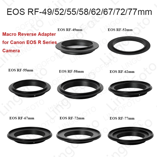 LingoFoto 49/ 52/ 55/58/ 62/ 67/ 72/77mm Macro Reverse Lens Adapter Ring for Canon for EOS R RF Mount