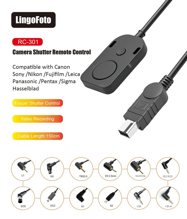 1.5m RC-301 shutter release cable manufactures in China