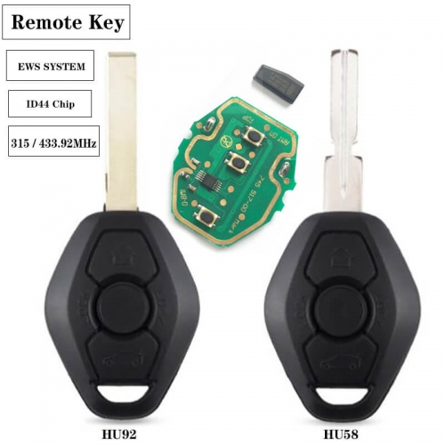 Remote Key EWS System ID44 Chip 315MHz/433MHz for BM*W X3 X5 Z3 Z4 1/3/5/7 Series